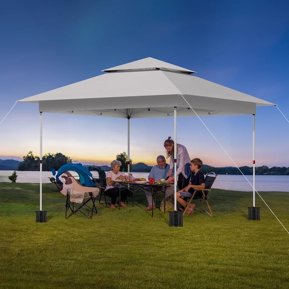 LAZY BUDDY Easy Set-up 12' x 12' Pop up Canopy Tent Heavy Duty Outdoor Camping Party Gazebo Tent Instant Canopy Shelter with Top Ventilation