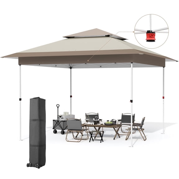 LAZY BUDDY Ez Set-up Pop up Canopy Tent, 12' x 12' Pop up Gazebo Outdoor Instant Shelter Folding Canopy Tent with Wheeled Bag