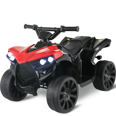 LAZY BUDDY Kids Ride on ATV Toy 6V 4-Wheeler Battery Powered Electric Car with Music, Treaded Tires, Pedal Accelerator and LED Light Red