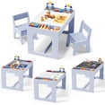 thumbnail image 1 of LAZY BUDDY Wooden Kids Table and 2 Chairs Set, 3 in 1 Children Activity Table with Storage, Detachable Double-Sided Tabletop, 1 of 9