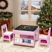LAZY BUDDY Kids Table and Chairs Set, Toddler Desk with Storage Drawer, Wooden Activity Table Set with Detachable Tabletop, Bookshelf for Classroom/Home/Nursery