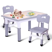 LAZY BUDDY Kids Table and 2 Chairs Set, Height Adjustable Toddler Play Activity Table Set for Children 3-8 Years