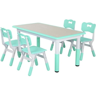 ZENY Kids Plastic Table and Chairs Set Children Activity Table Playing ...