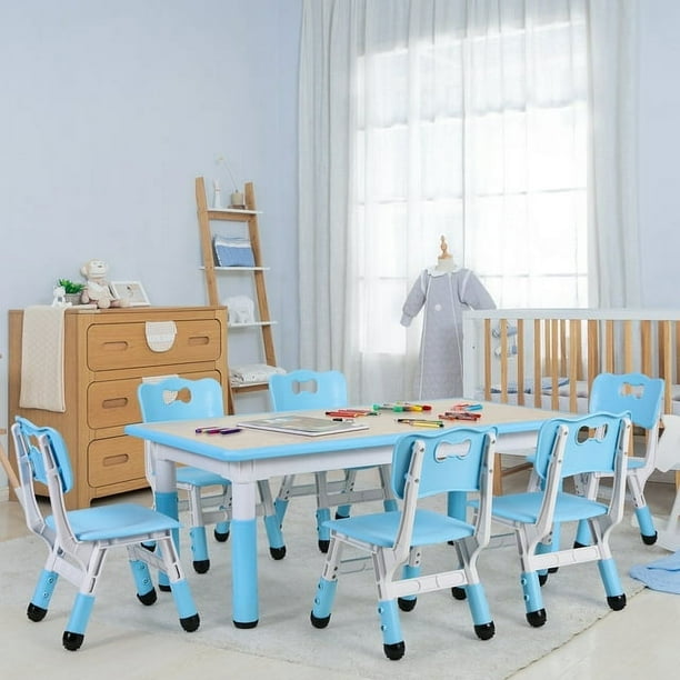 LAZY BUDDY Kids table and chairs Toddler Table and Chair Set for 6 Kids Ages 2 13 Preschool Activity Art Craft Table Classroom Daycare Home