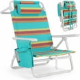 thumbnail image 1 of LAZY BUDDY Low Beach Chair, Backpack Beach Chair for Adults with 5-Position, Lightweight Folding Beach Camping Chairs with Cup Holder, Storage Bag & Cooler Bag, 1 of 9