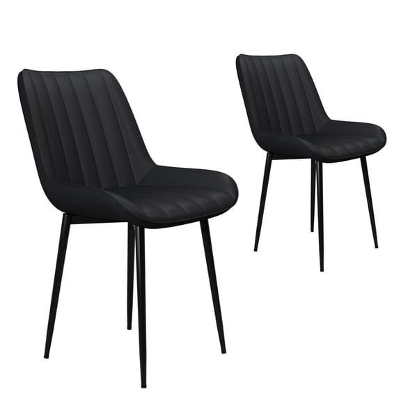 LAZY BUDDY Modern Dining Chairs Set of 2, Upholstered Side Chairs with Faux Leather & Metal Legs, Dining Room Chairs Set with High Back, 300lbs