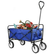 LAZY BUDDY Outdoor Camping Cart Collapsible Utility Wagon Grocery Cart Folding Garden Cart