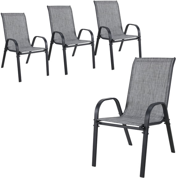 LAZY BUDDY Patio Dining Chairs Set of 4, Stackable Outdoor Chairs, Patio Armchair with Breathable Fabric for Backyard Deck, 330 LBS