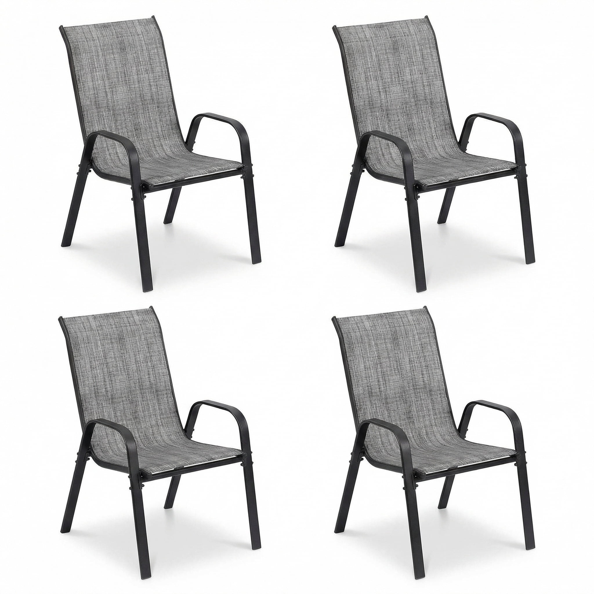 LAZY BUDDY Patio Dining Chairs Set of 4, Stackable Outdoor Chairs, Patio Armchair with Breathable Fabric for Backyard Deck, 330 LBS