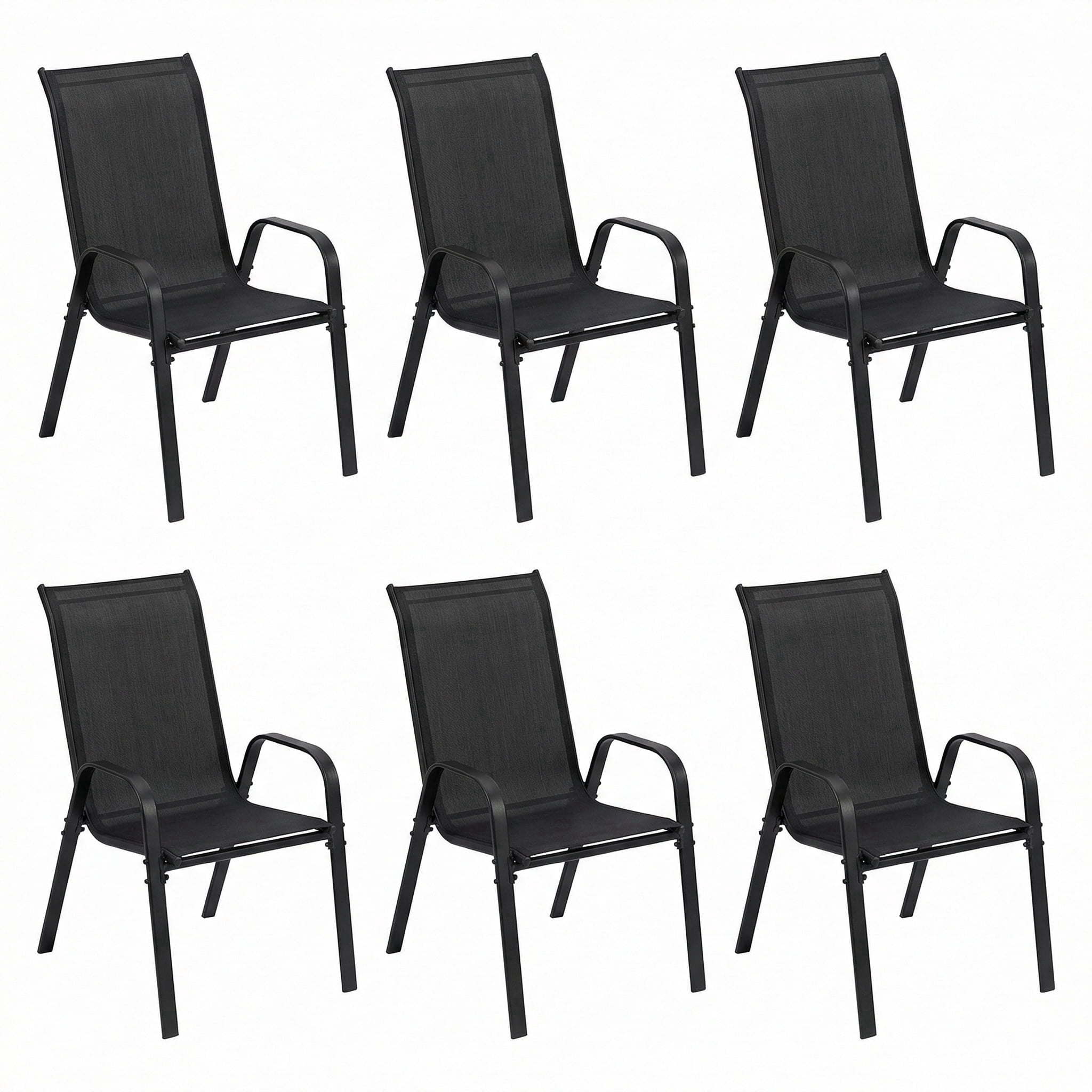 LAZY BUDDY Patio Dining Chairs Set of 6, Outdoor Stackable Dining Furniture Set, All Weather Dining Chairs Set for Backyard Deck Poolside
