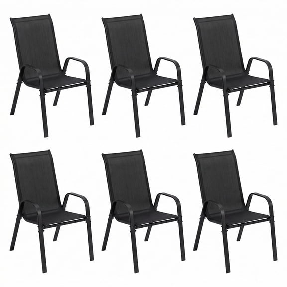 LAZY BUDDY Patio Dining Chairs Set of 6, Outdoor Stackable Dining Furniture Set, All Weather Dining Chairs Set for Backyard Deck Poolside