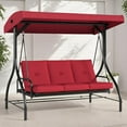 thumbnail image 1 of LAZY BUDDY Patio Swing Chair, 3-Seat Porch Swing with Adjustable Canopy, Cushions for Backyard, Garden, Poolside, 1 of 9