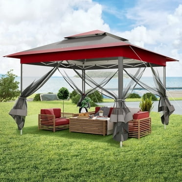 LAZY BUDDY Pop up Gazebo, 11'x11' Outdoor Canopy Tent with Nettings, Instant Folding Shelter for Patio Garden Backyard