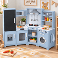 thumbnail image 1 of LAZY BUDDY Pretend Play Corner Kitchen, Ultimate Interactive Wooden Kids Kitchen Playset with Cooking Accessories, Gift for Toddler Ages 3+, 1 of 10