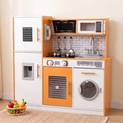 LAZY BUDDY Pretend Play Kitchen Set, Wooden Kids Kitchen Playset Interactive Cooking Toy for Children Age 3-8