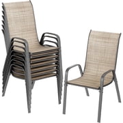 LAZY BUDDY Stackable Patio Chairs Set of 8, Outdoor Dining Chairs with Breathable Textilene Fabric & Metal Frame, for Garden, Deck, Backyard, 330 lbs