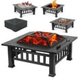 thumbnail image 1 of LAZY BUDDY Steel Fire Pits for Outside, 32'' Square Wood Burning Firepit Table with Mesh Lid, BBQ Net, Poker, and Cover for Outdoor Patio Backyard Bonfire Party, 1 of 11