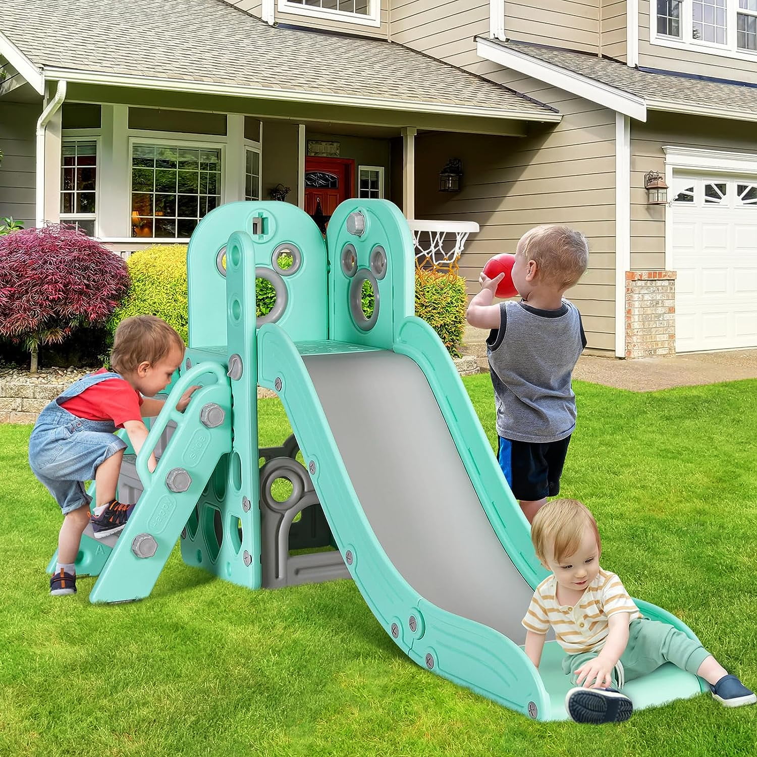 LAZY BUDDY Sturdy Kids Slide, 4 in 1 Toddler Slide and Climber Playset