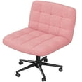 thumbnail image 1 of LAZY BUDDY Swivel Criss Cross Chair with Wheels, Cross Legged Office Chair, Armless Wide Vanity Desk Chair, 370lbs, 1 of 10
