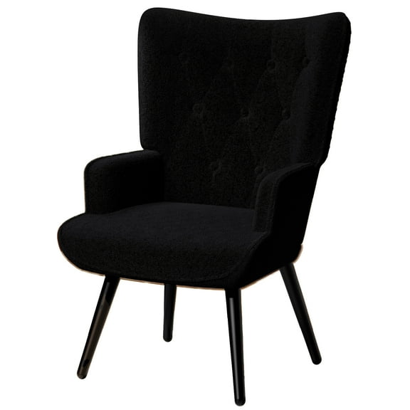 LAZY BUDDY Teddy Fabric Accent Chair, Comfy Upholstered Wingback Armchair for Living Room, Bedroom, Home