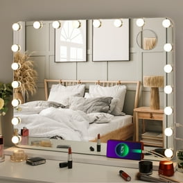 Fenair 25 x19 Vanity Mirror with Lights USB Charging Tabletop Metal White Walmart