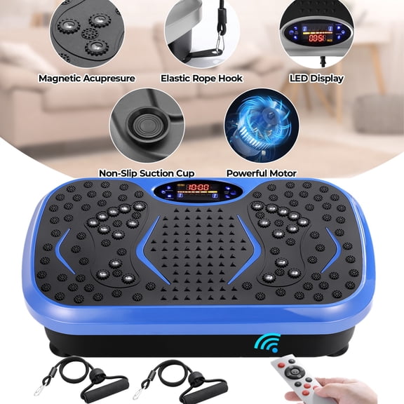 LAZY BUDDY Vibration Plate Exercise Machine Lymphatic Drainage Platform Whole Body Shaker Home Workout Training Equipment for Weight Loss & Toning, Blue