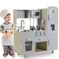 thumbnail image 1 of LAZY BUDDY Wooden Play Kitchen for Kids, Toddler Kitchen Playset Pretend Play Interactive Toy with 5 Accessories, 1 of 11