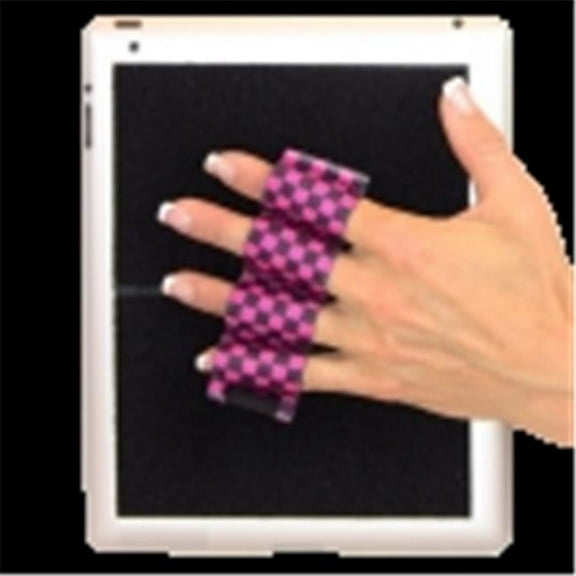 LAZY-HANDS 201533 4-Loop Grip For Tablet  XL Grip - Xl  Black & Pink Checkers