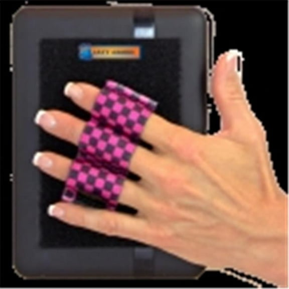 LAZY-HANDS Heavy-Duty 3-Loop Grip 1 Grip For Readers & Mini Tablets - Black & Pink Checkers