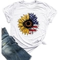thumbnail image 1 of LAZYCHILD American Flag Shirt Womens 4th of July Shirts Sunflower Patriotic Tee Tops, 1 of 6