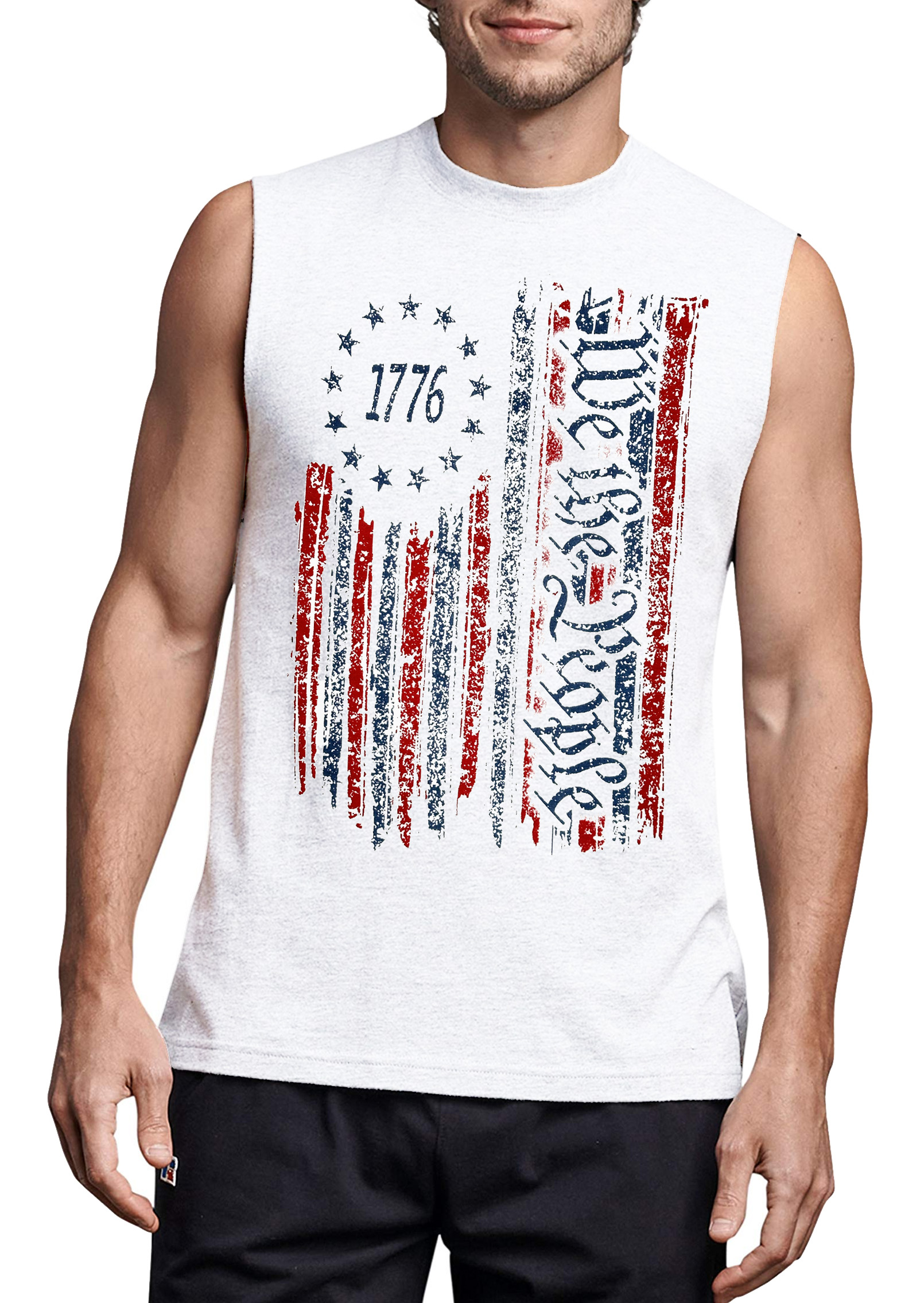Caqnni American Flag Tank Tops for Men 4th of July Shirts Short Sleeved ...