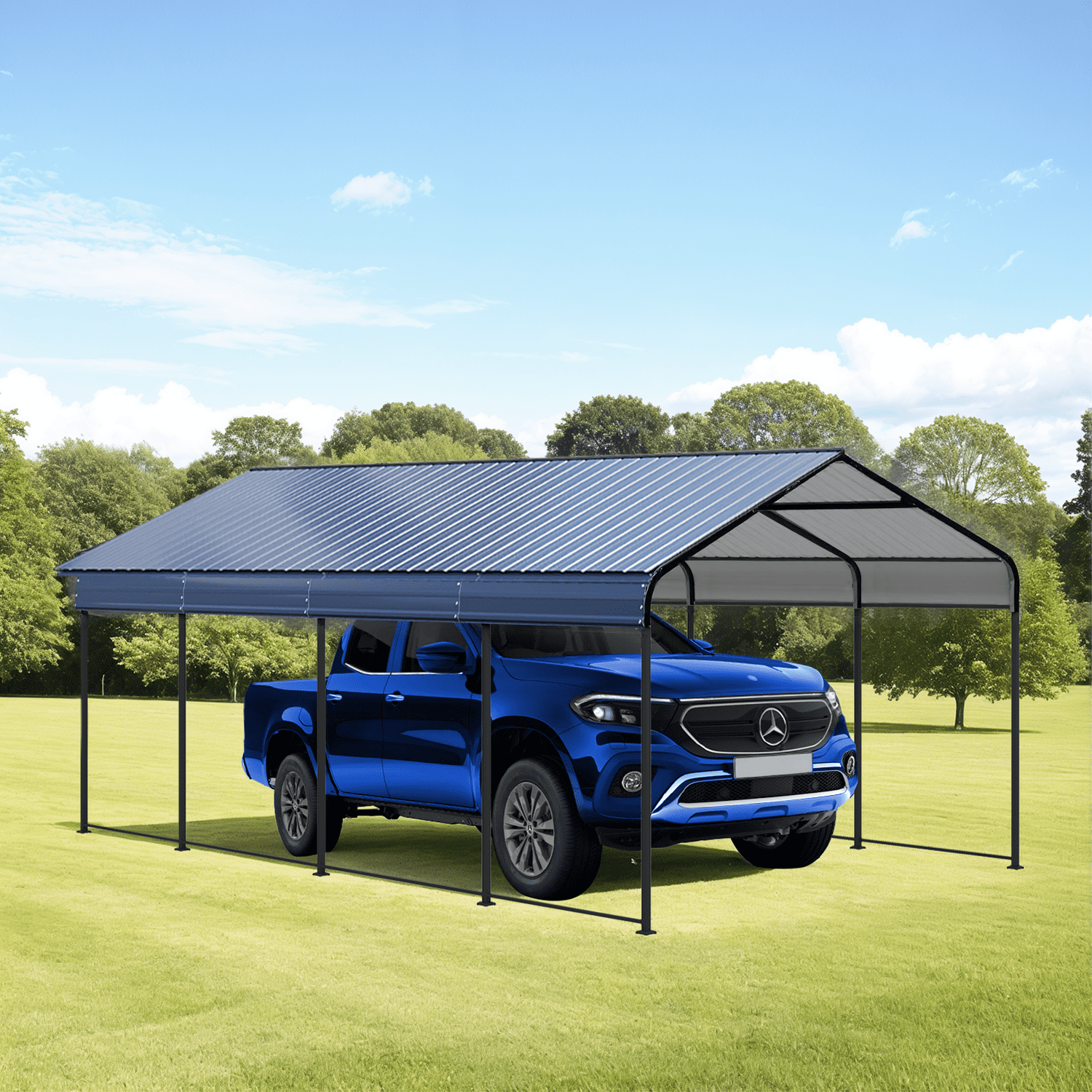 LAZZO 12x20 ft Carport Canopy Heavy Duty, Carport with Galvanized Metal Roof