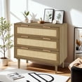 thumbnail image 1 of LAZZO 3 Drawer Dresser Rattan, Wood Brown, 1 of 6