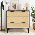 thumbnail image 1 of LAZZO 3 Modern Drawer Dresser Rattan, Wooden Dresser Chest of Large Storage Cabinet, 1 of 5