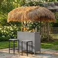 thumbnail image 1 of LAZZO 3 Pieces Outdoor Bar Set, Patio Wicker Bar Set with Height Stools and Islander Tiki Bar for Garden, Gray, 1 of 9