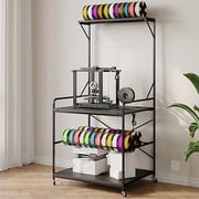 LAZZO 3D Printer Stand with Filament Storage & Charging Station, 4-Tier Heavy-Duty Mobile Printer Rack with Wheels for Workshop, Office, Garage