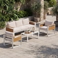 thumbnail image 1 of LAZZO 4-Piece Patio Conversation Set, All-Aluminum Outdoor Metal Furniture Set with Olefin Cushions & Coffee Table, Beige, 1 of 9