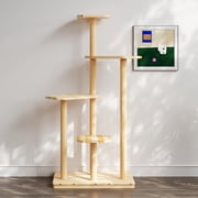 LAZZO Wooden Cat Tree, Multi-Level Cat Tower for Climbing, Resting & Scratching, Natural Wood