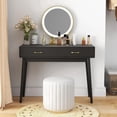 thumbnail image 1 of LAZZO 40” Small Writing Desk with Drawers, Modern Vanity Desk for Home Office and Small Spaces, Black, 1 of 7