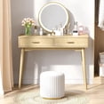 thumbnail image 1 of LAZZO 40” Small Writing Desk with Drawers, Modern Vanity Desk for Home Office and Small Spaces, Natural Wood, 1 of 8
