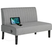 LAZZO 43" W Mini Small Comfy Couch Armless Loveseat Sofa with USB Port, Grey