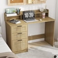 thumbnail image 1 of LAZZO 47" Computer Desk with Rattan File Drawers, Hutch & Monitor Stand for Home Office, 1 of 7