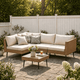thumbnail image 1 of LAZZO 5-Piece Outdoor Patio Furniture Set, Wicker Sectional Sofa Conversation Set with Cushions for Backyard, Porch and Deck, Beige, 1 of 11