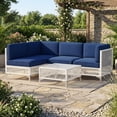 thumbnail image 1 of LAZZO 5-Piece Patio Furniture Set, Outdoor Wicker Conversation Set with Thick Cushions & Coffee Table for Backyard and Garden, Blue, 1 of 10