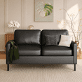 thumbnail image 1 of LAZZO 56" Faxu Leather Loveseat, 2-Seater Sofa with USB Charging Ports and Side Pockets for Living Room, Bedroom and Office, Black, 1 of 7