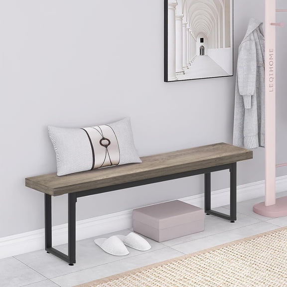 LAZZO 59" Dining Bench Set of 2, Farmhouse & Industrial Indoor Kitchen Bench for 6-8 People, Bed Bench & Shoe Bench, Gray