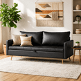 thumbnail image 1 of LAZZO 60" Loveseat Sofa with Hidden Storage, Leather Upholstered Couch with USB Charging Ports for Living Room, Black, 1 of 8