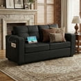 thumbnail image 1 of LAZZO 65" Loveseat Sofa with USB Charging Ports, 2-Seat Faux Leather Couch for Living Room & Office, Black, 1 of 9