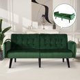 LAZZO 65" W Velvet Modern Convertible Folding Futon Couch Sofa Bed w/ 2 USB Charging Ports(Green
