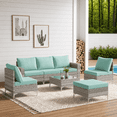 thumbnail image 1 of LAZZO 7-Piece Patio Furniture Set, Outdoor Wicker Conversation Set with Cushions and Coffee Table for Backyard and Porch, Green, 1 of 9
